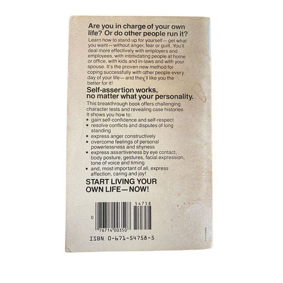 Stand Up Speak Out Talk Back The Key To Self Assertive Behavior Paperback Book - Picture 2 of 12